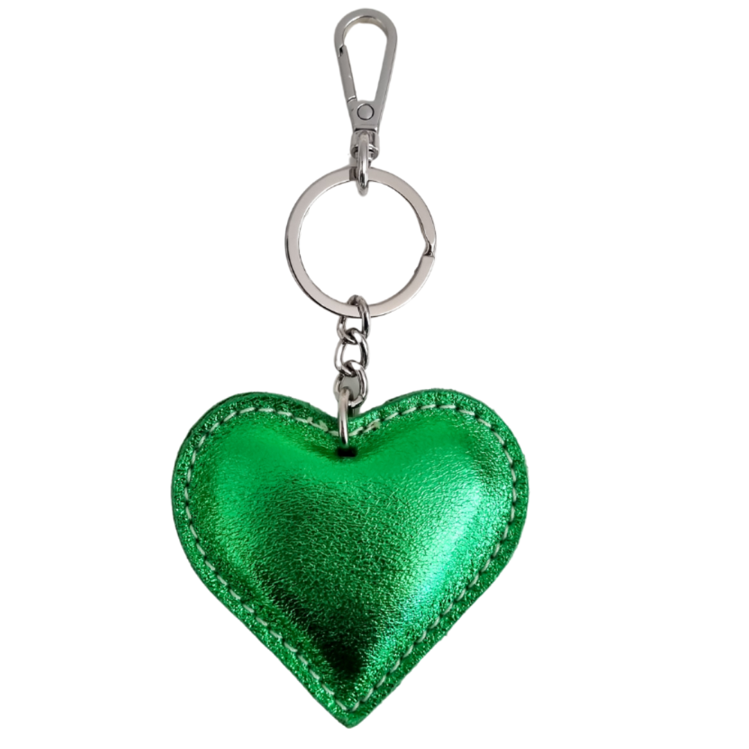 Heart Keychain | Grass Green Metallic