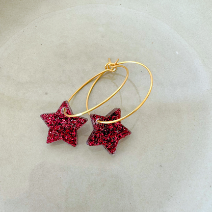 Oorbellen Hoops Lume Charms Festive | Stars - Wine