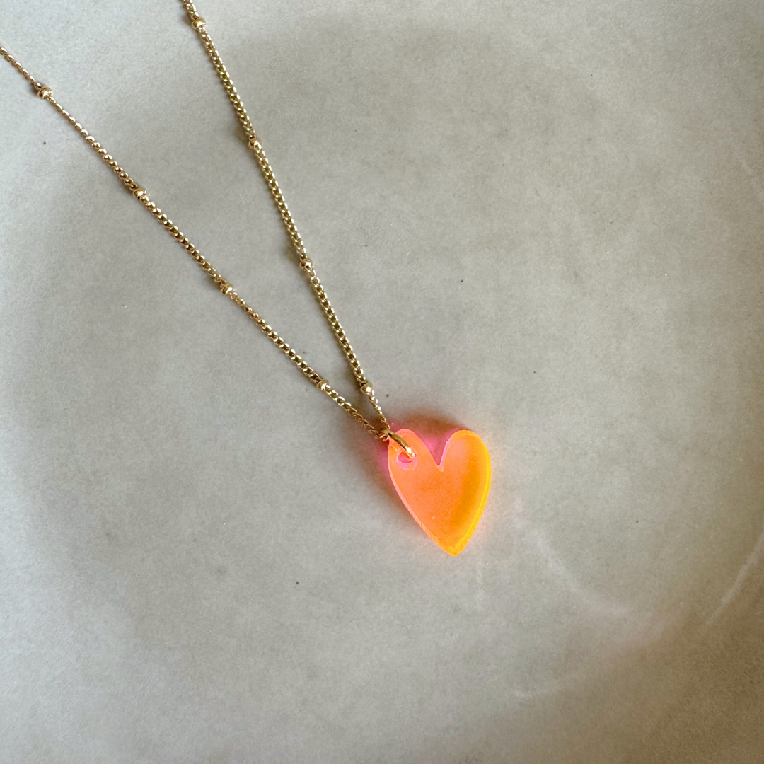 Ketting Lume Charms | Heart Neon Orange Gold