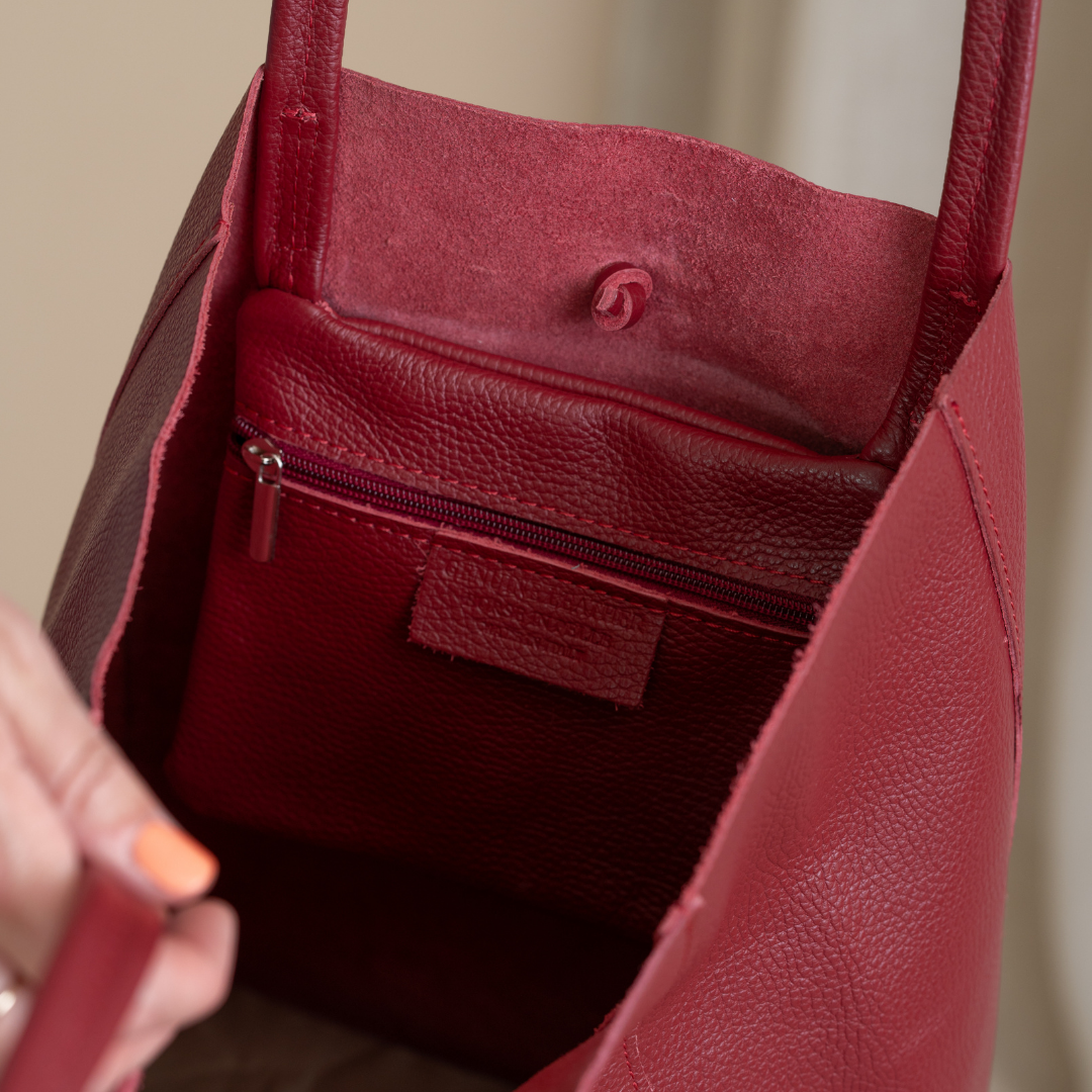 Shopper (leather) Liene | Burgundy