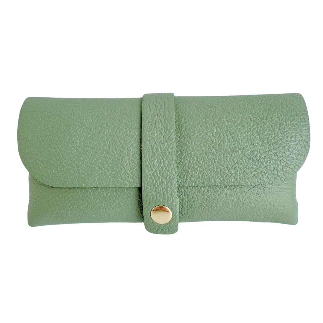 Glasses case leather sea green