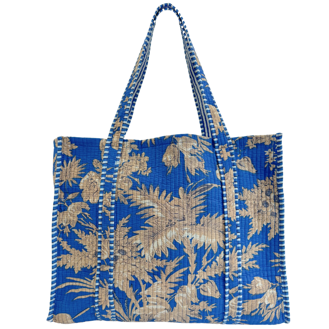 Tote Bag Veerle | Leaves Flowers Cobalt