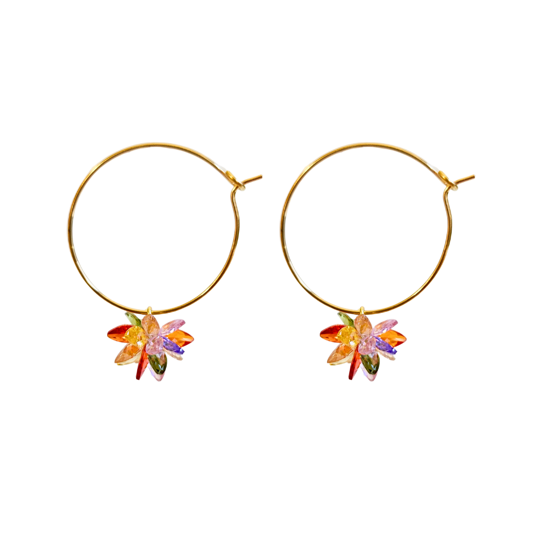 Oorbellen Zirkonia Flower | Multicolors 02