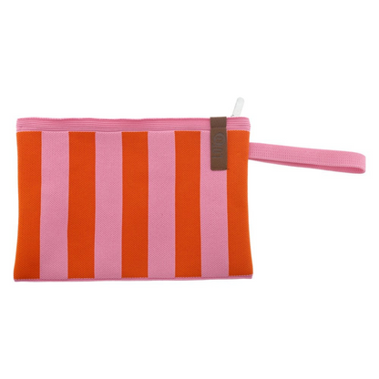 Clutch - Toilettas Billie | Strepen Oranje-Pink