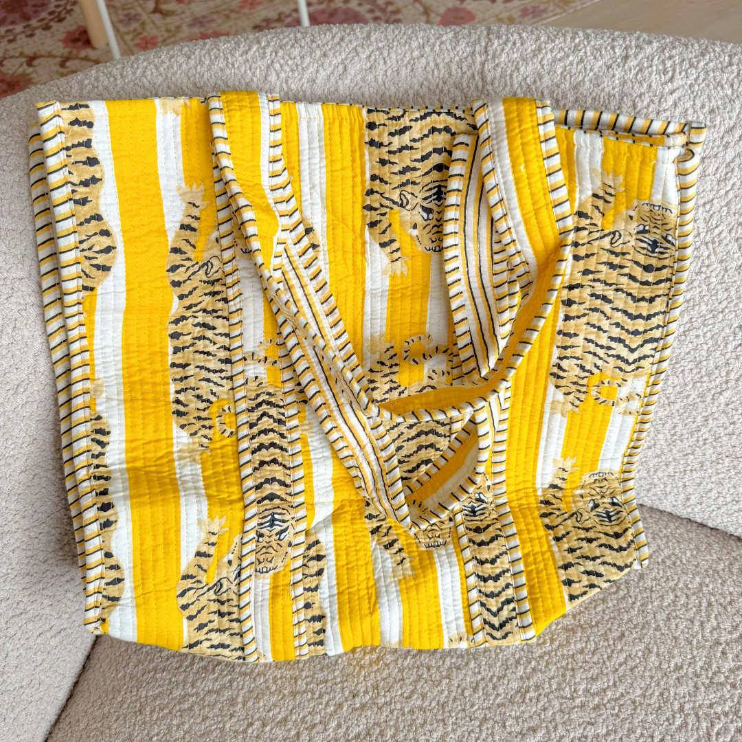 BUITENBEENTJE | Tote Bag Veerle | Geel - Wit