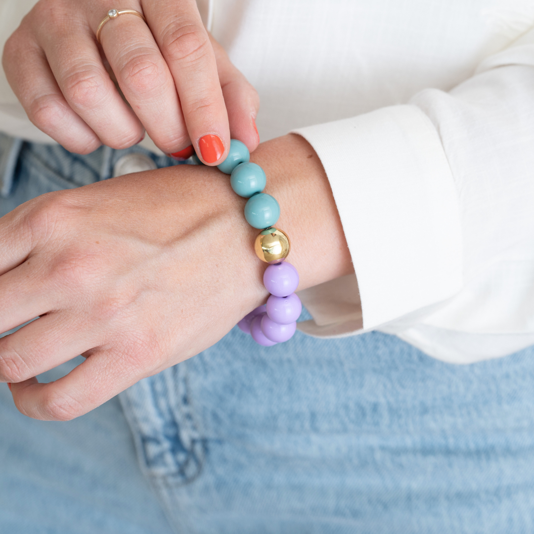Bold Beads Armband Two Tone | Wisteria &amp; Ocean - 14 mm