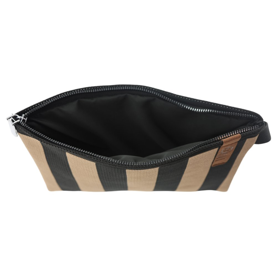 Clutch - Toilettas Billie | Strepen Taupe-Zwart