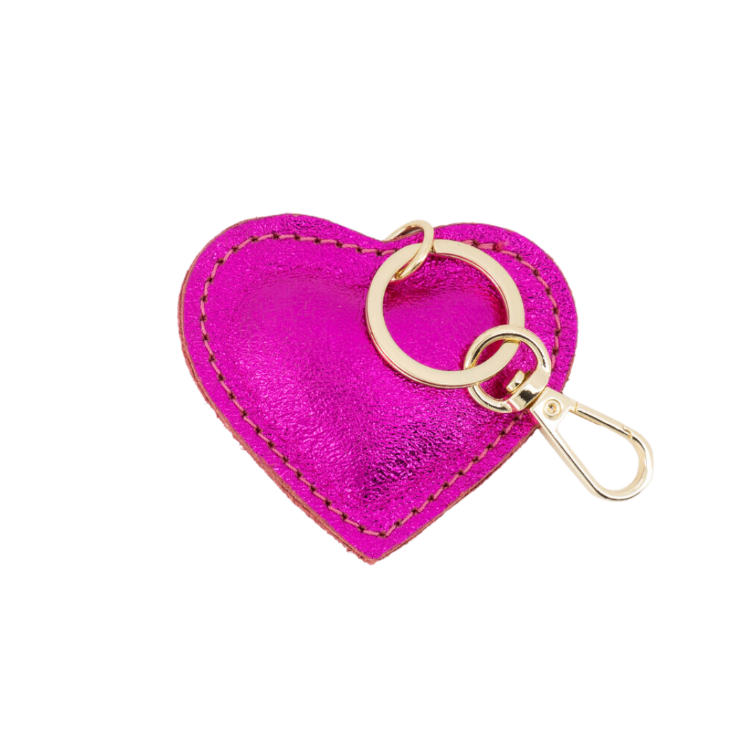 Sleutelhanger Hart Leer | Fuchsia Metallic