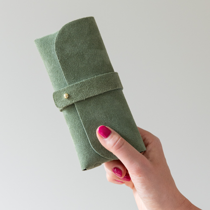 Glasses case leather apple green