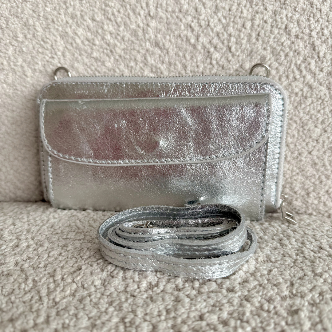 SAMPLE | Schoudertas - Portemonnee Feline | Zilver Metallic