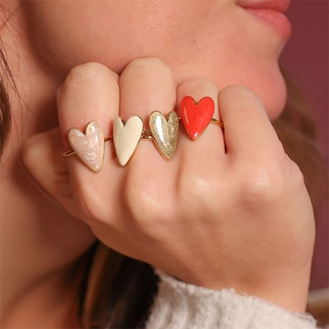 Ring Hart | Pearl Rood Zilver