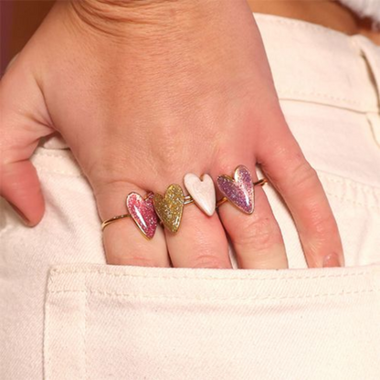 Ring Hart | Glitter Roze Goud