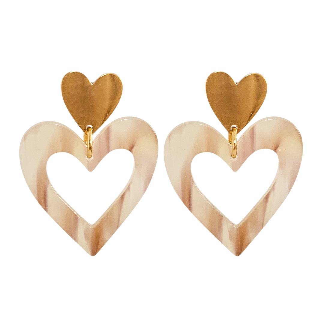 Ohrringe Herzen | Gold - Natur