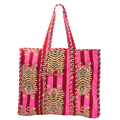 Tote Bag Veerle | Fuchsia Rood Tijger