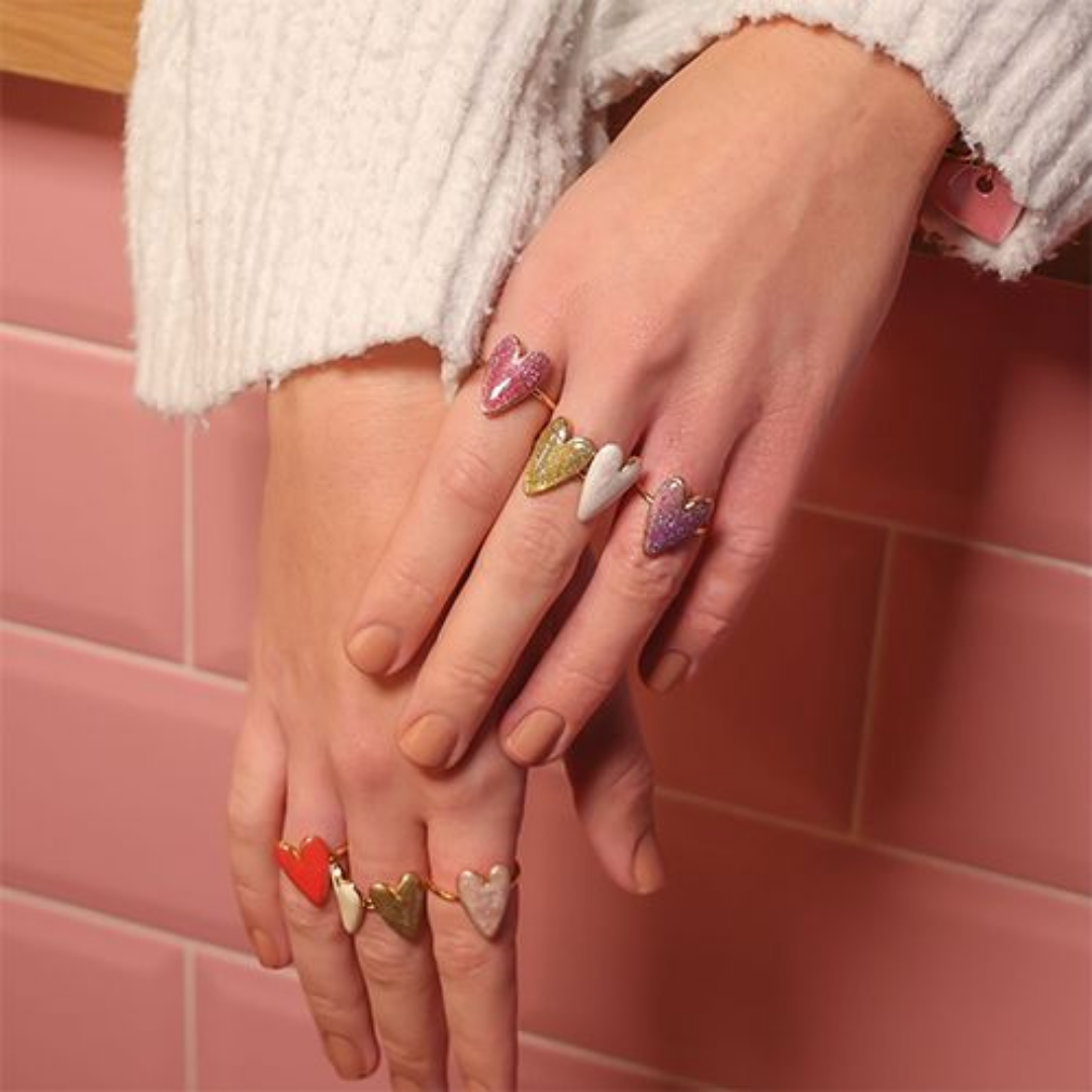 Ring Hart | Glitter Roze Goud