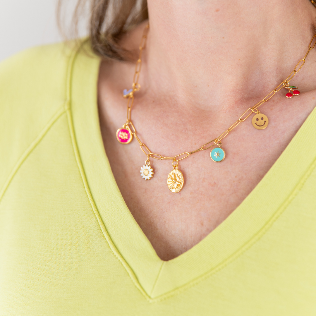Schakelketting met bedels | Happy 01