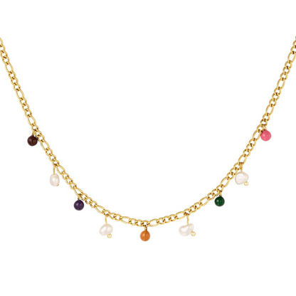 Link chain with charms | Pearls Gold