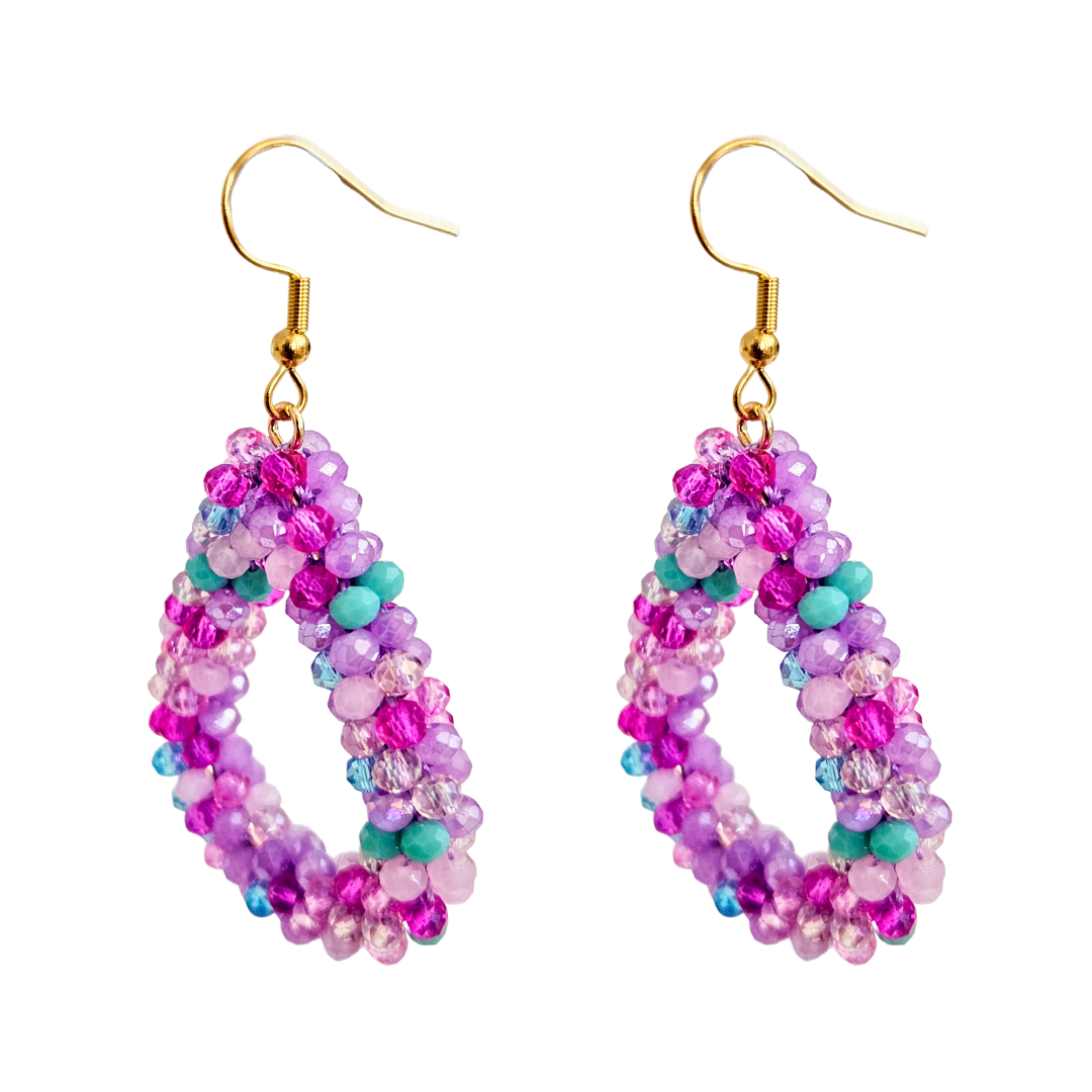 Earrings Drop Facet | Pink-Purple Mix