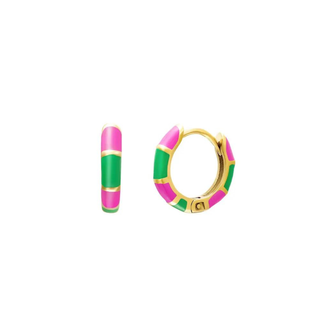 Oorbellen Green Fuchsia Gold