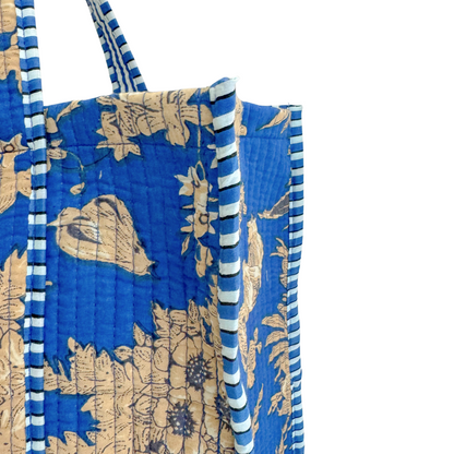 Tote Bag Veerle | Leaves Flowers Cobalt