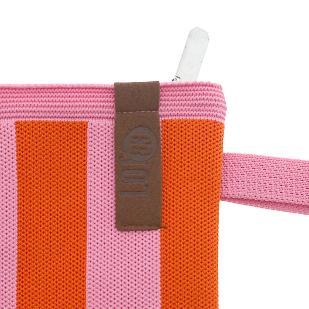 Clutch - Toilettas Billie | Strepen Oranje-Pink