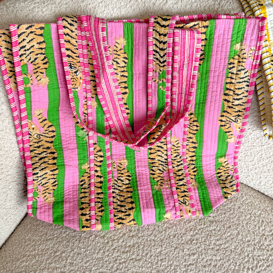BUITENBEENTJE | Tote Bag Veerle | Groen-Roze