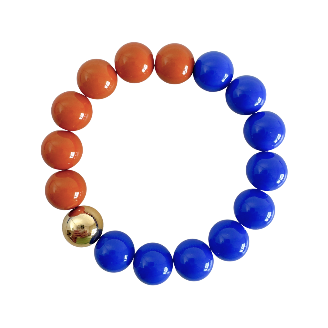 Bold Beads Armband Two Tone | Cinnamon &amp; Kobalt - 14 mm