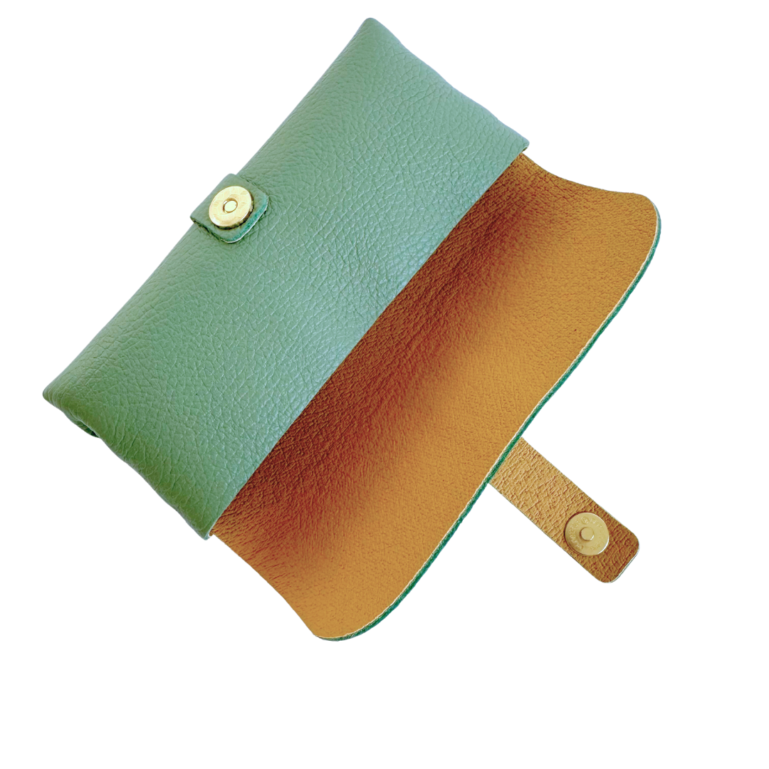 Glasses case leather sea green