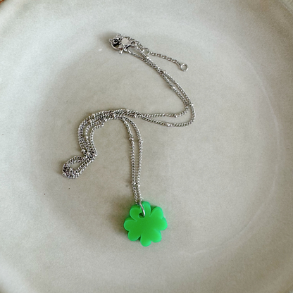 Ketting Lume Charms | Klavertje Green Silver