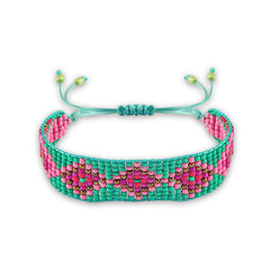 Armband Schuifknoop | Turquoise - Fuchsia