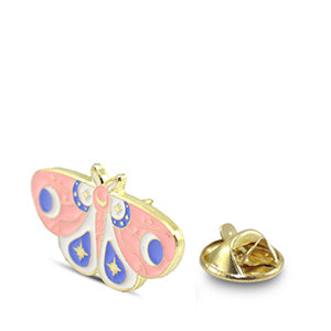 Pin Nachtvlinder Pink-Blue-White-Gold