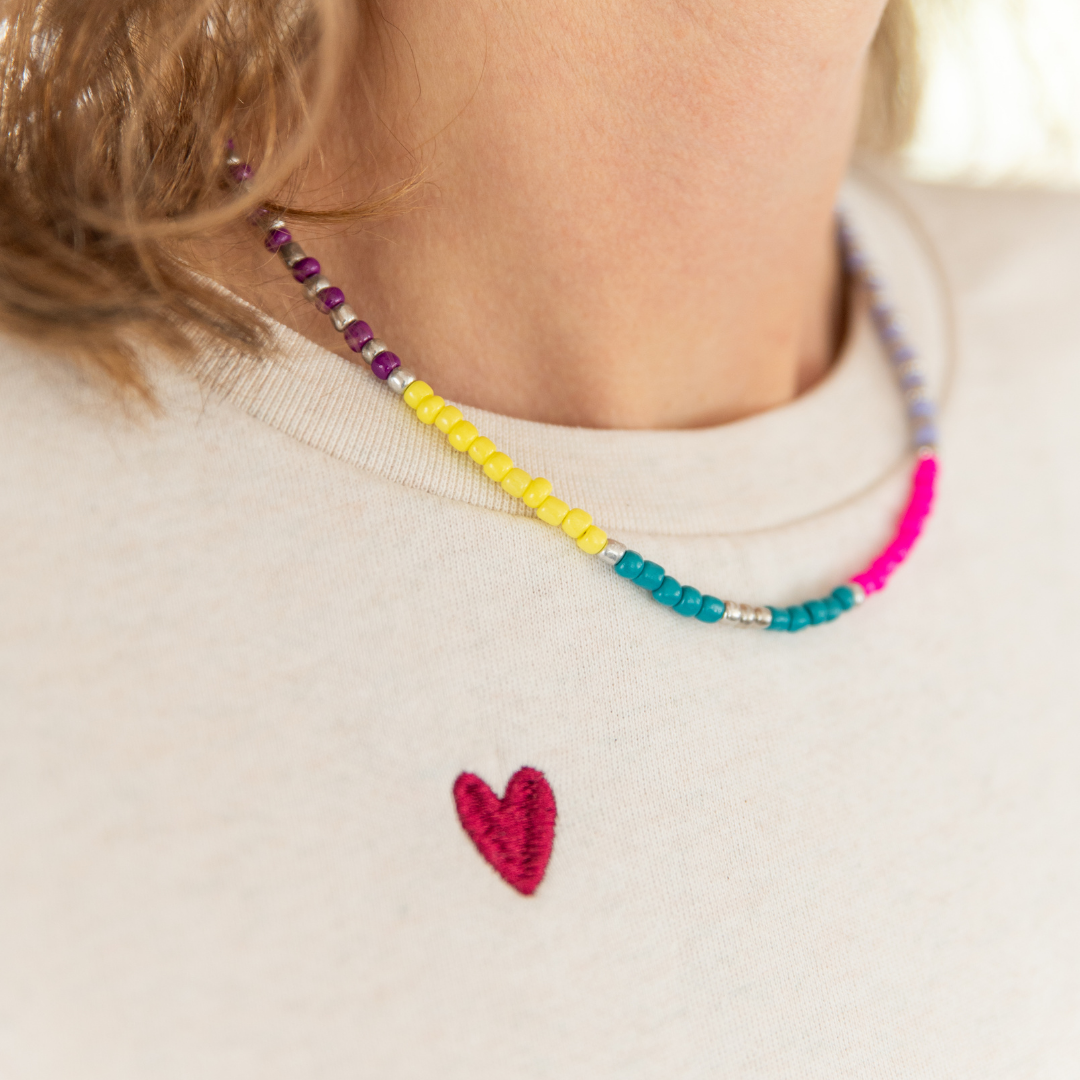 Ketting Rocailles | Multi Color Zilver