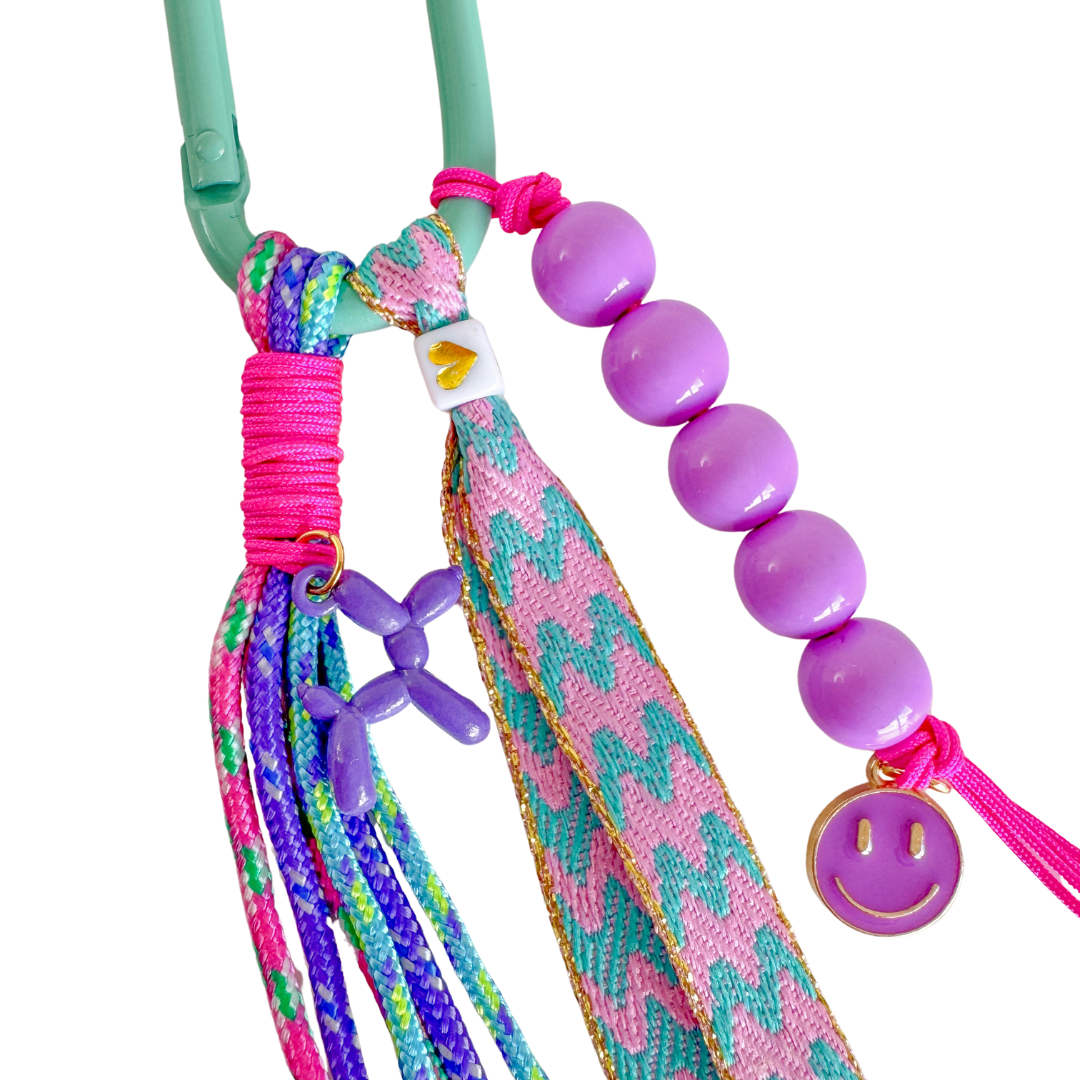 Telefonkabel kurz | Fuchsia-Türkis