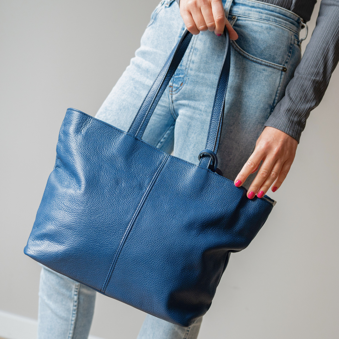 Leder Shopper Diede | Blauw