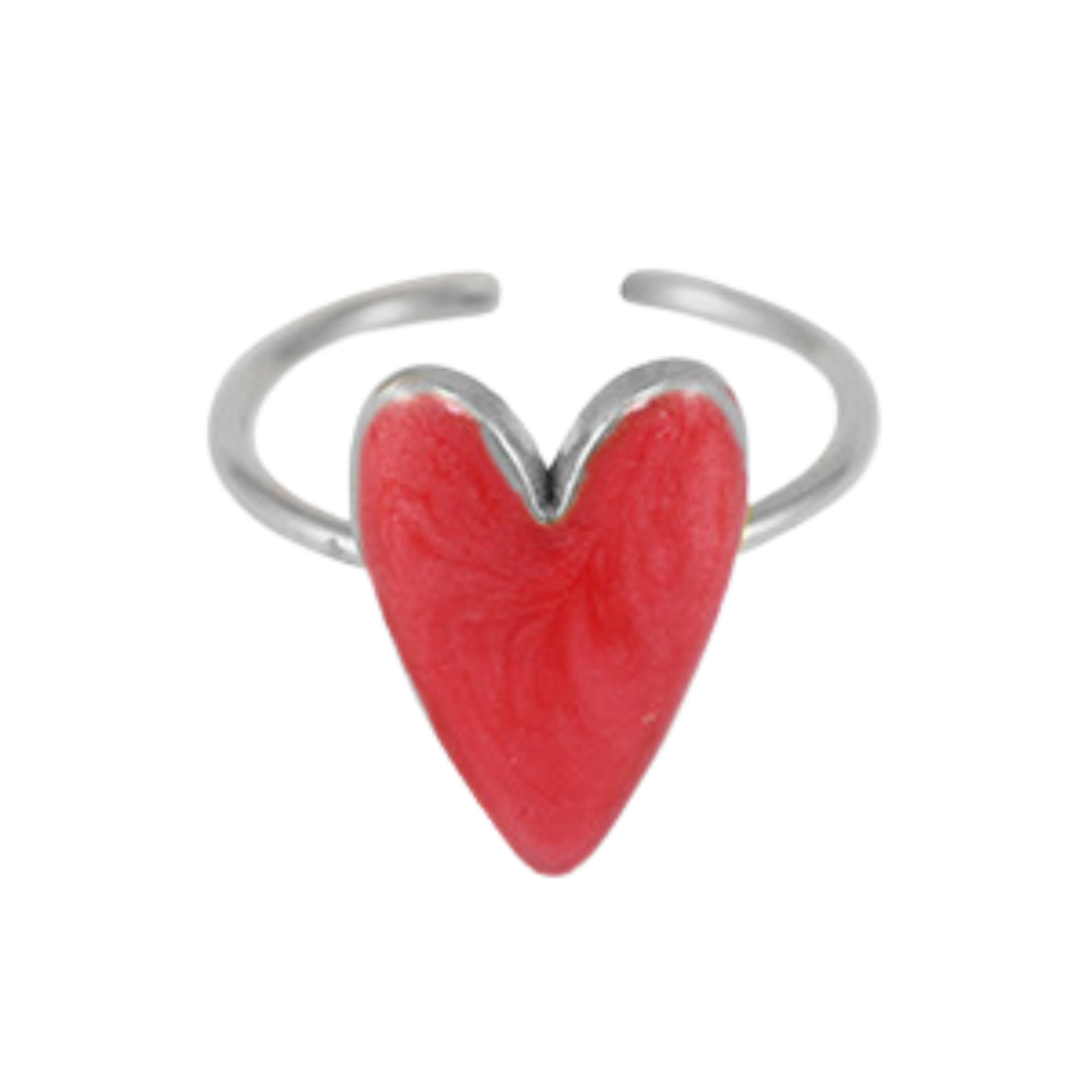 Ring Hart | Pearl Rood Zilver