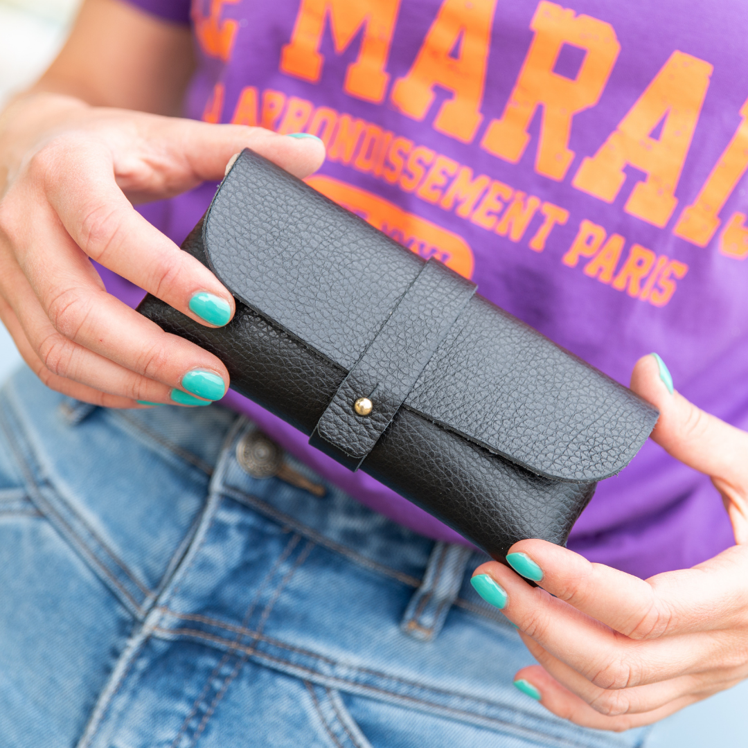 Glasses case leather black