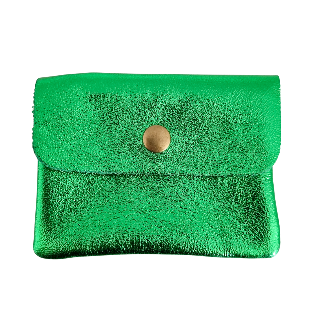 Ledergeldbörse | Grasgrün Metallic