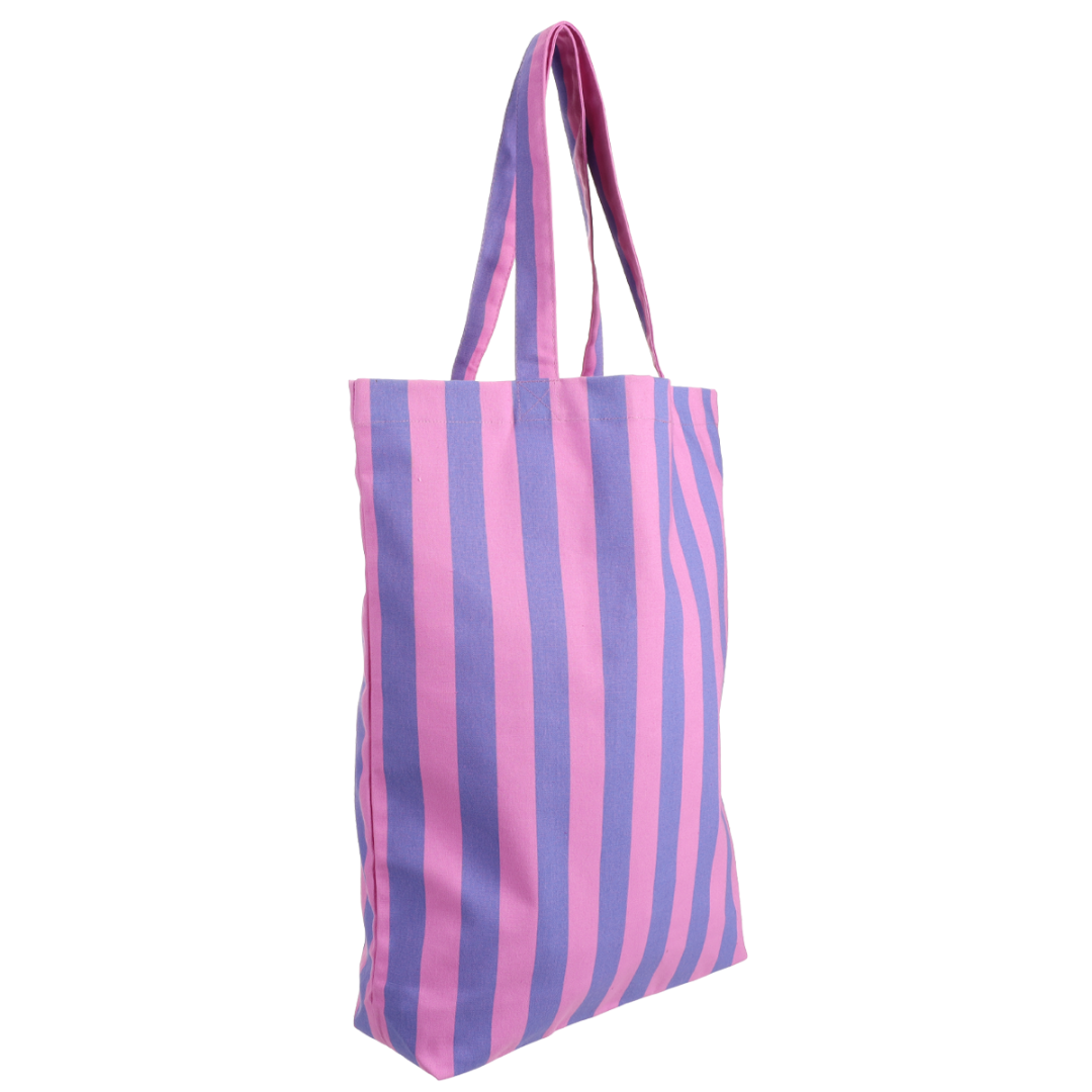 Katoenen Tas | Stripes Blauw - Roze