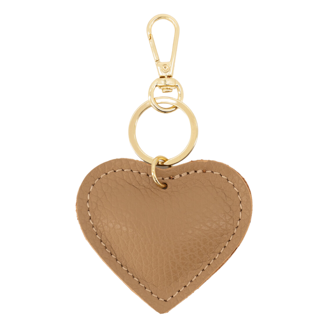 Sleutelhanger Hart Leer | Licht Taupe