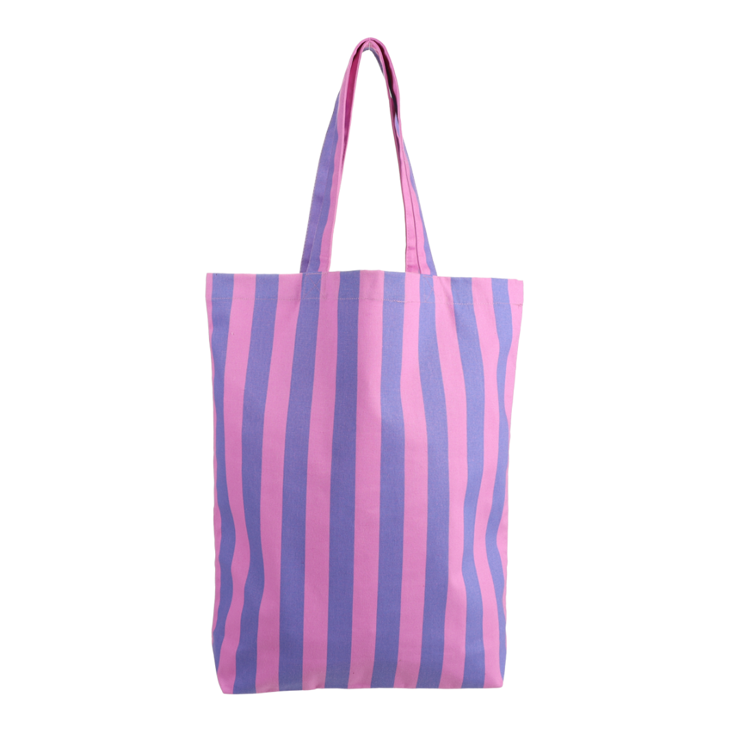 Katoenen Tas | Stripes Blauw - Roze