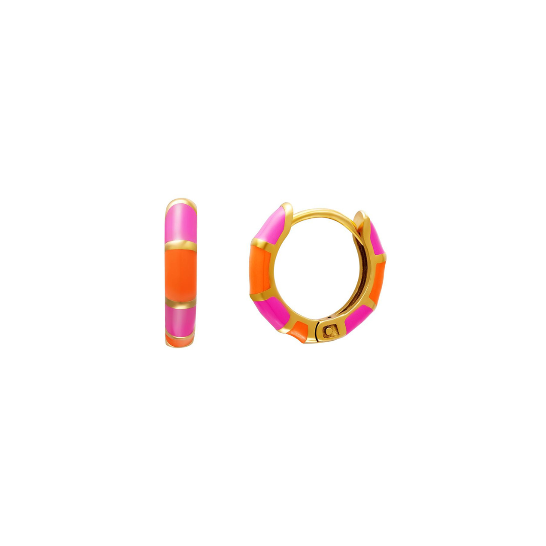 Oorbellen Fuchsia Orange Gold