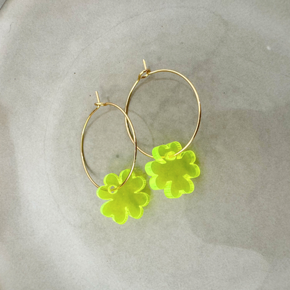 Oorbellen Hoops Lume Charms | Klaver Neon Geel
