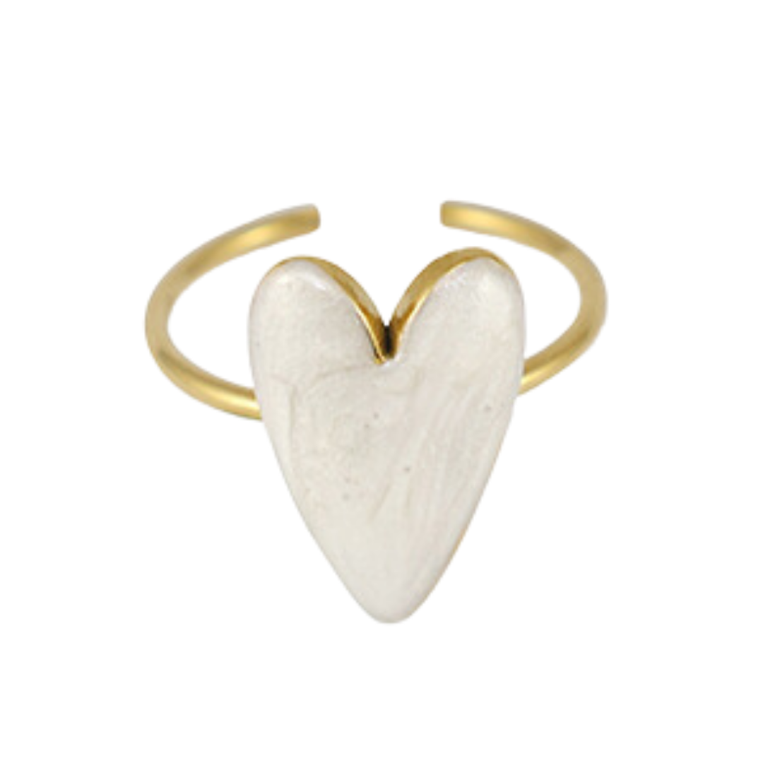 Ring Hart | Pearl White Goud