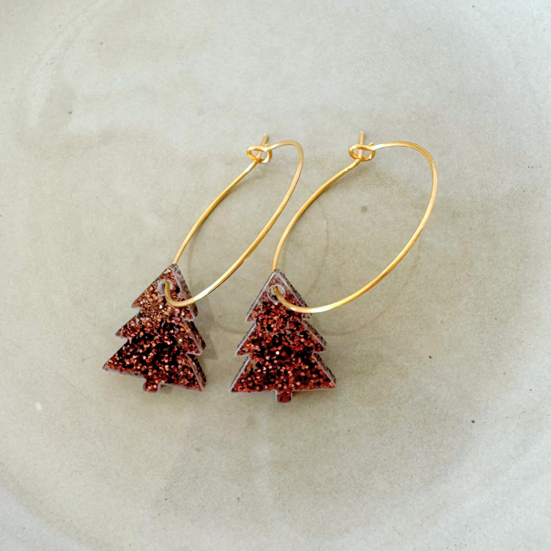 Oorbellen Hoops Lume Charms Festive | Christmas Tree - Chocolate