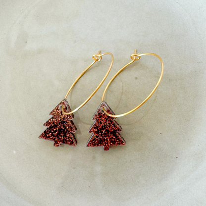 Oorbellen Hoops Lume Charms Festive | Christmas Tree - Chocolate