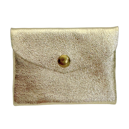 Metallic Leder Portemonneetje Enveloppe | Goud