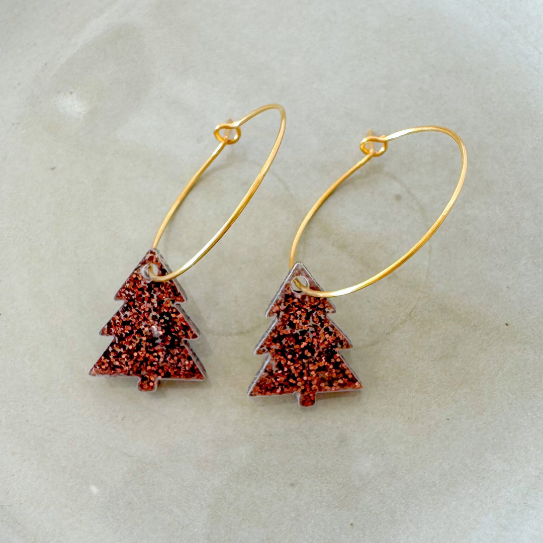 Oorbellen Hoops Lume Charms Festive | Christmas Tree - Chocolate