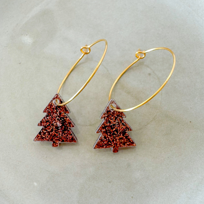 Oorbellen Hoops Lume Charms Festive | Christmas Tree - Chocolate