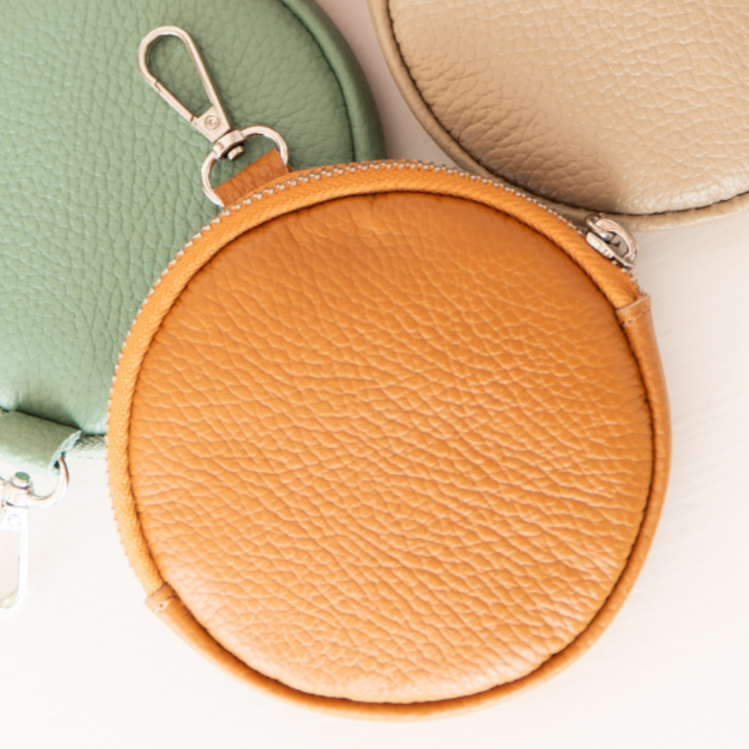 Rundes Lederportemonnaie | Kamel