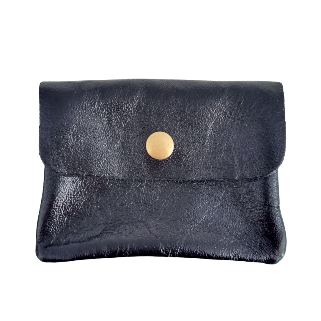 Ledergeldbörse | Schwarz Metallic